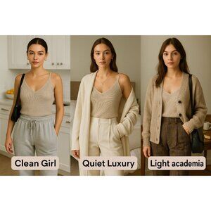 OGD Women’s Knit Sweater Tank Beige S – Clean Girl, Quiet Luxury, Academia